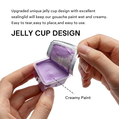 HIMI Deluxe 18 Colors Jelly Gouache Paint Gift Set – Complete Art Kit with Pad, Spray, Palette, Brushes, Painting Knife, Foldable Bucket & Refills for Beginners, Students & Artists (Purple) - Image 5