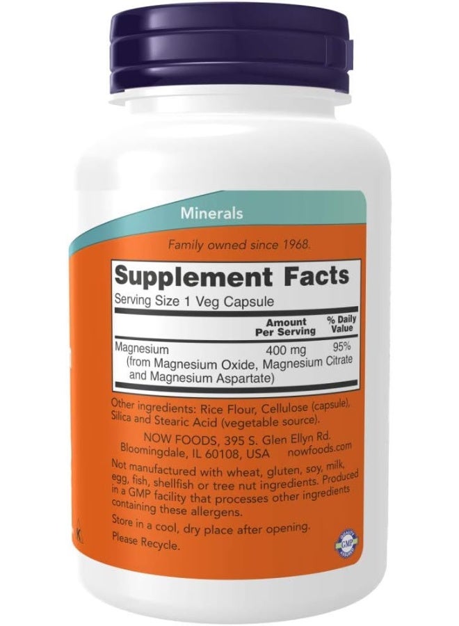 Now Magnesium 400 Mg, 180 Veg Capsules - Image 2