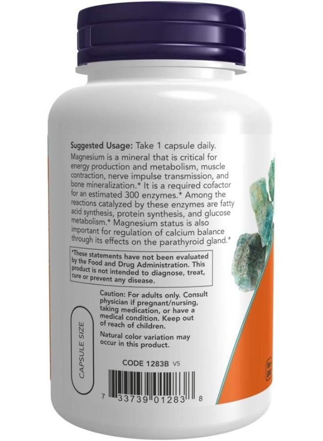 Now Magnesium 400 Mg, 180 Veg Capsules - Image 3