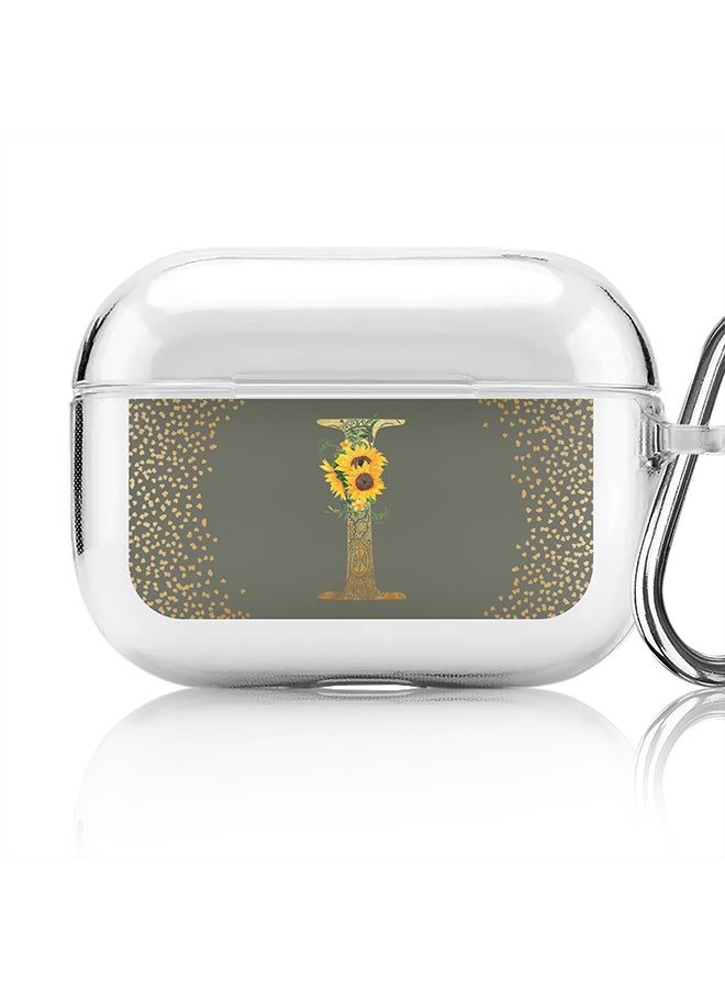 Stylizedd Classic Clear printed Case for Apple Airpods Pro Soft TPU Gel Thin Transparent Flexible Cover - Custom Monogram Initial Letter Mandala Floral Pattern Alphabet - I (Olive Green ) - Image 1