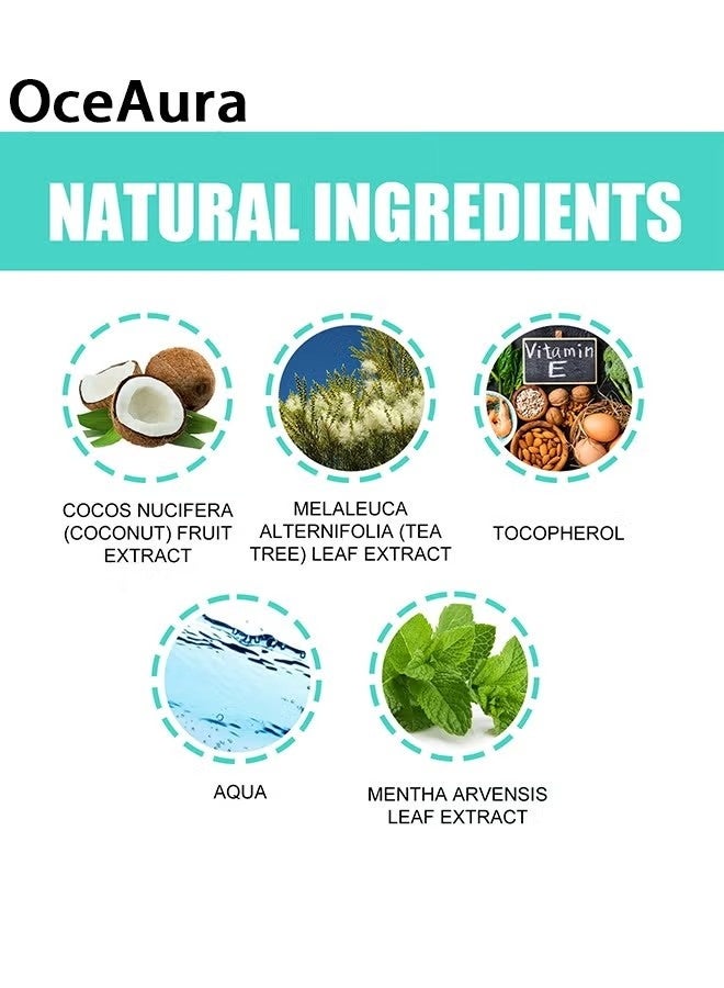 OceAura Whitening Mouth Wash,Coconut & Peppermint Oil with Tongue Scraper Inside the Box - Natural, Alcohol Free Mouthwash to Help With Fresh Breath, Teeth Whitening and Healthier Teeth & Gums 100ml - Image 2