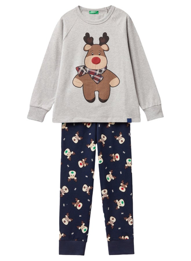 Benetton REINDEER PYJAMAS IN STRETCH COTTON 
