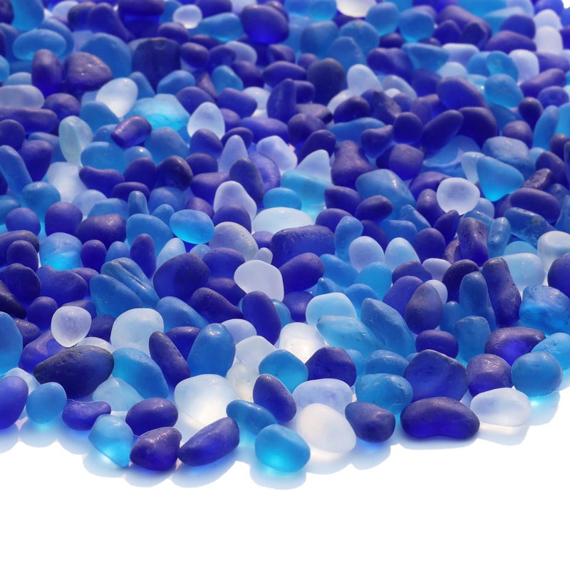 QYGL Sea Glass Stones  29LB464oz Blue Mixed Frosted Glass Pebbles Gemstones  Perfect for Aquarium Rocks Fish Tank Gravel Vase Fillers Seaglass DIY Crafts and Home Decor