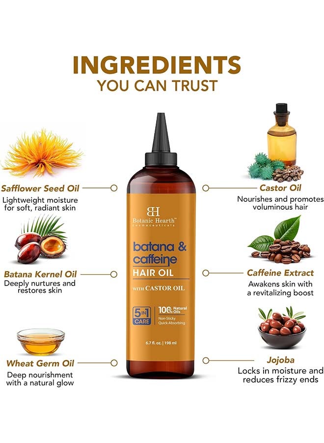 Botanic Hearth Batana And Caffeine Hair Oil, 198Ml, Revitalizing And Strengthening Hair Treatment For Fuller, Healthier Looking Hair, Paraben-Free, Suitable For All Hair Types - Image 4