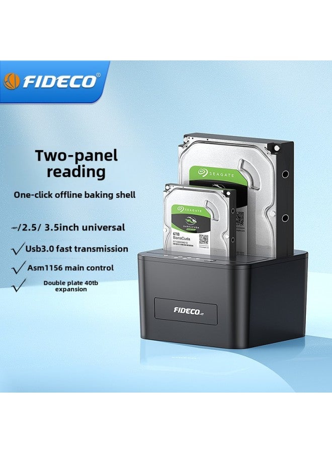 FIDECO صندوق القرص الصلب الخارجي المحمول 3.5 بوصة سطح المكتب الميكانيكية USB قارئ الحالة الصلبة الخارجي قرص مزدوج اللون الأساسي: قرص SATA مزدوج + نسخة غير متصلة بالإنترنت - Image 2