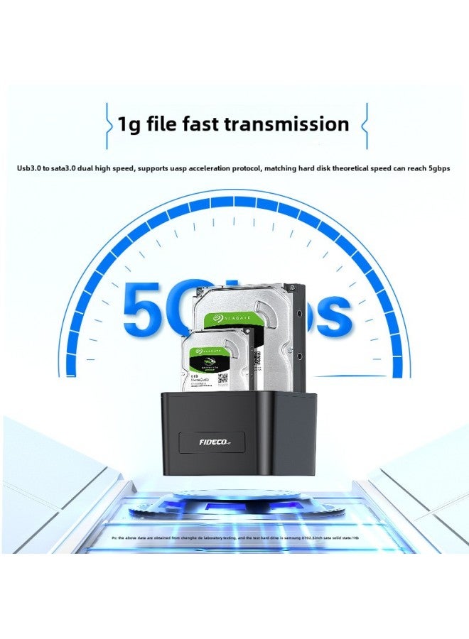 FIDECO صندوق القرص الصلب الخارجي المحمول 3.5 بوصة سطح المكتب الميكانيكية USB قارئ الحالة الصلبة الخارجي قرص مزدوج اللون الأساسي: قرص SATA مزدوج + نسخة غير متصلة بالإنترنت - Image 4