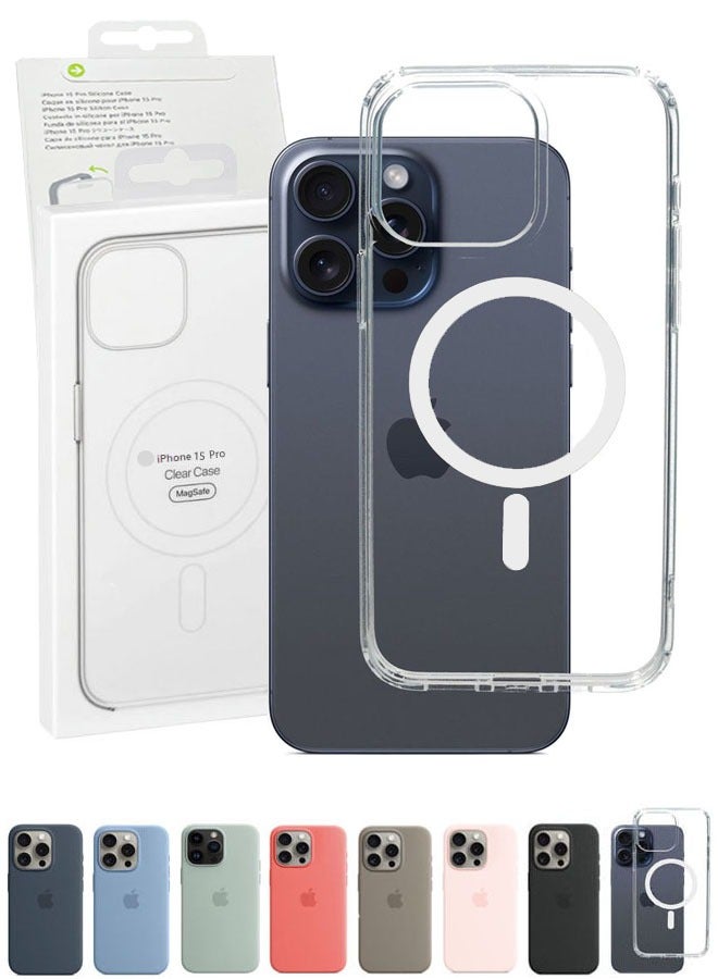 بيوينتي جراب حماية ايفون 15 برو عالي الجودة  مع دعم الشحن اللاسلكي - شفاف - Image 1