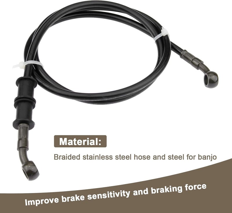 Mtsooning خط هيدروليكي للدراجة النارية، 120 سم أنبوب زيت القابض الفولاذي المضفر العالمي، خرطوم وقود أسود PVC بديل لدراجة Pit Dirt ATV Motocross - Image 3