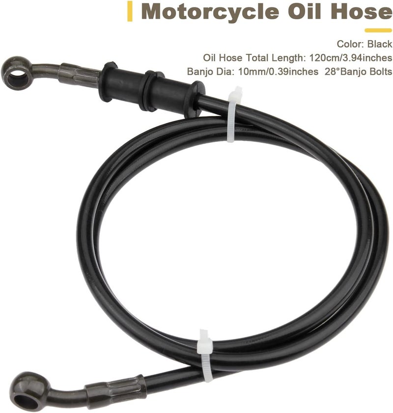 Mtsooning خط هيدروليكي للدراجة النارية، 120 سم أنبوب زيت القابض الفولاذي المضفر العالمي، خرطوم وقود أسود PVC بديل لدراجة Pit Dirt ATV Motocross - Image 2
