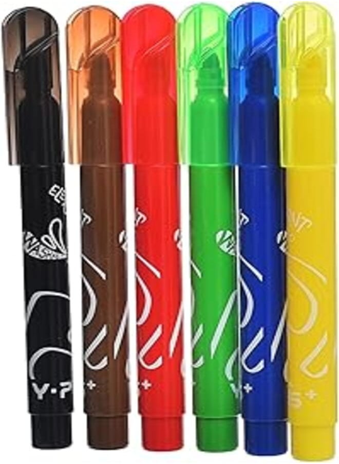 YPlus - Y-Plus FP171400 Jumbo Washable Fibre Pens Pack of 6 Colors for Kids and Students - Multi Color - Image 1