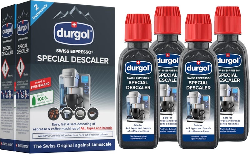 Durgol Swiss Espresso, Descaler and Decalcifier for All Brands of Espresso Machines and Coffee Makers, 4.2 Fluid Ounces (Pack of 4) - Image 1