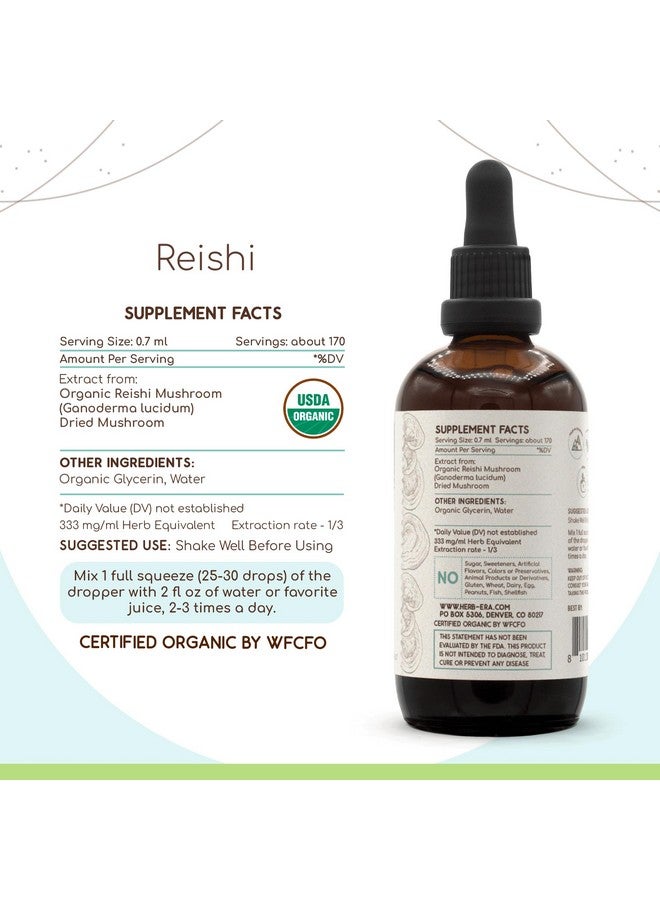 HerbEra Reishi B120 USDA Organic Tincture | Alcohol-Free Extract, High-Potency Herbal Drops | Certified Organic Reishi Mushroom (Ganoderma Lucidum) Dried Mushroom (4 oz) - Image 4