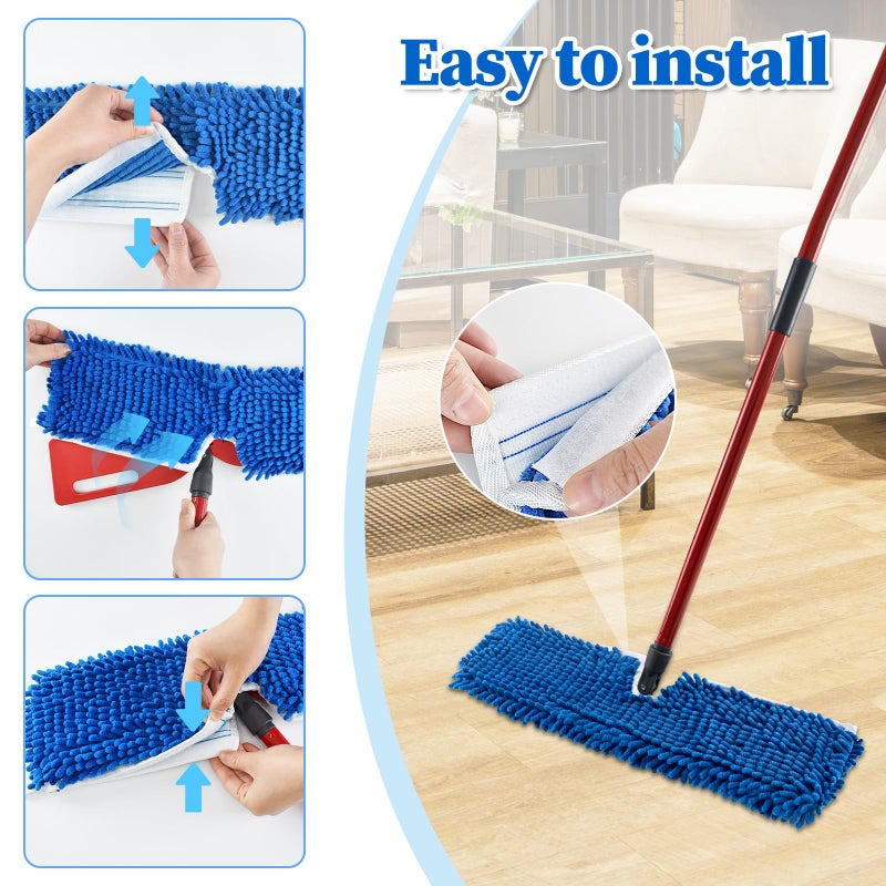 GFRED 3 Pack Mop Heads Replacements for Ocedar Dual-Action Flip Mop, Spin Mop Replace Heads with Microfiber&Chenille Mop Refills Double Sided for All Floor Dry/Wet Use,Machine Washable,Reusable Mop Pads - Image 4