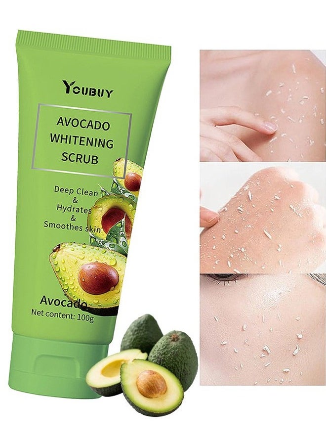 YOUBUY Avocado Whitening Scrub —Gentle Exfoliating Facial Scrub, Deep Clean Dead Skin Removal Facial Exfoliator 100G  - Image 1
