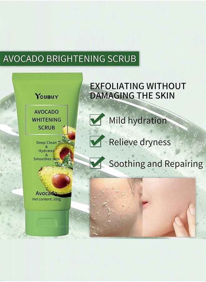 YOUBUY Avocado Whitening Scrub —Gentle Exfoliating Facial Scrub, Deep Clean Dead Skin Removal Facial Exfoliator 100G  - Image 4