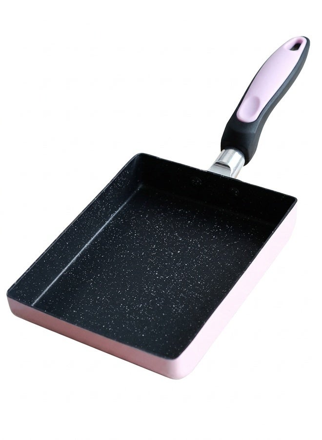 Japanese Omelette Pan/egg Pan,Non-stick Coating,rectangle Frying Pan Mini Frying Pan,Square Pan for Egg,Fish,Meat(Pink) - Image 1