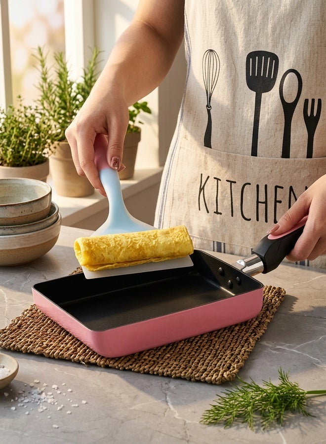 Japanese Omelette Pan/egg Pan,Non-stick Coating,rectangle Frying Pan Mini Frying Pan,Square Pan for Egg,Fish,Meat(Pink) - Image 5