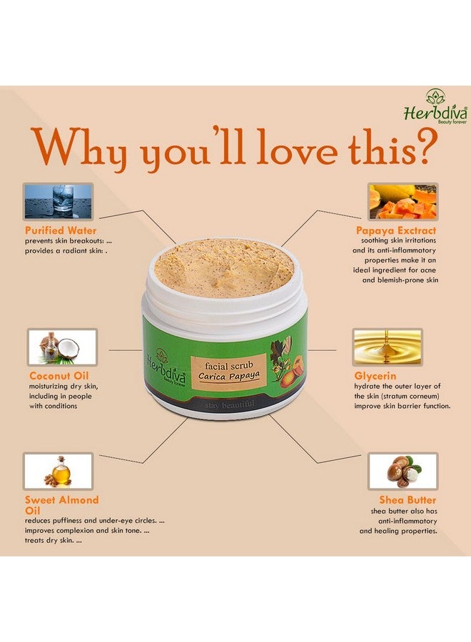 Herbdiva Carica Papaya Face Scrub 250g, Exfoliating, Brightening, and Nourishing, Papaya Makes Your Skin Look Radiant, Toned And Youthful, Suitable for All Skin Types - Image 5