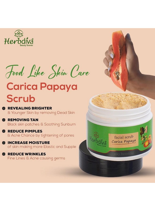 Herbdiva Carica Papaya Face Scrub 250g, Exfoliating, Brightening, and Nourishing, Papaya Makes Your Skin Look Radiant, Toned And Youthful, Suitable for All Skin Types - Image 2