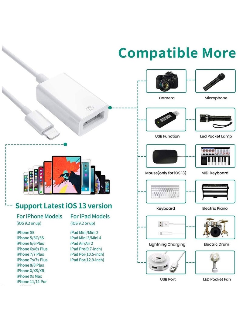 BSNL - Plug & Play Lightning to USB 3.0 Camera Adapter OTG Connector Compatible with iPhone/iPad Supports Connecting Card Reader/Keyboard/Mouse/USB Flash Drive - Image 1