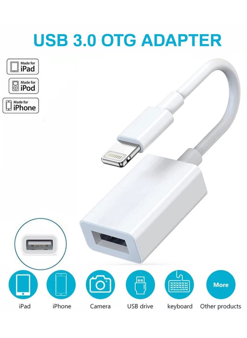 BSNL - Plug & Play Lightning to USB 3.0 Camera Adapter OTG Connector Compatible with iPhone/iPad Supports Connecting Card Reader/Keyboard/Mouse/USB Flash Drive - Image 1