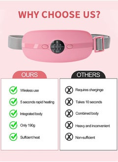 GROIC Portable Cordless Heating Pad, Menstrual Pad with 3 Heat Levels and Vibration Massage Modes, Fast Belly Wrap Belt, Back or Pain Relief for Women Girl  - Image 5