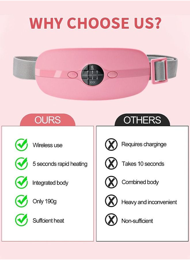 GROIC Portable Cordless Heating Pad, Menstrual Pad with 3 Heat Levels and Vibration Massage Modes, Fast Belly Wrap Belt, Back or Pain Relief for Women Girl  - Image 5
