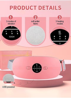 GROIC Portable Cordless Heating Pad, Menstrual Pad with 3 Heat Levels and Vibration Massage Modes, Fast Belly Wrap Belt, Back or Pain Relief for Women Girl  - Image 3