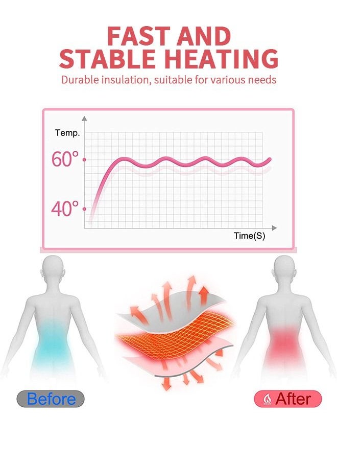 GROIC Portable Cordless Heating Pad, Menstrual Pad with 3 Heat Levels and Vibration Massage Modes, Fast Belly Wrap Belt, Back or Pain Relief for Women Girl  - Image 4