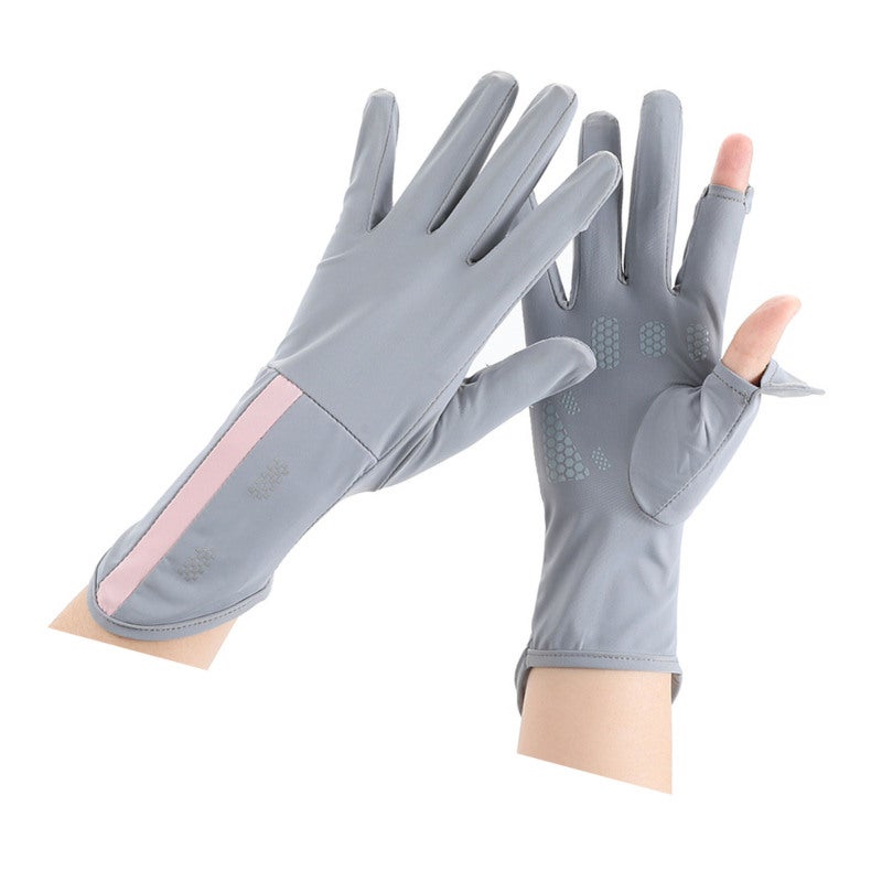 SPORT Women Sun Protection Gloves Sunblock Gloves Non Slip UV Protection Driving Gloves Summer Outdoor Gloves for Women Girls Light Gray - Image 4