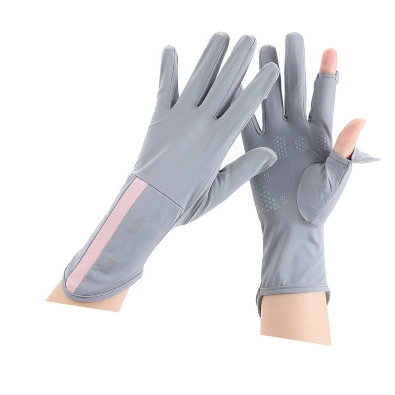 SPORT Women Sun Protection Gloves Sunblock Gloves Non Slip UV Protection Driving Gloves Summer Outdoor Gloves for Women Girls Light Gray - Image 2