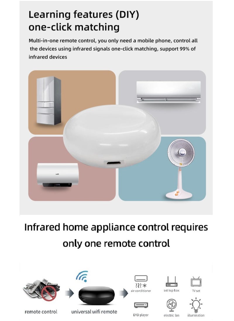 Smart Remote Controller (Alternative of all infrared remote control). Wifi IR. Phone control. Smart Home Control for AC(air conditioner), TV, Lamp, Fan, Alexa, Google Home, Siri Voice Control. Tuya Smart Lite. Black