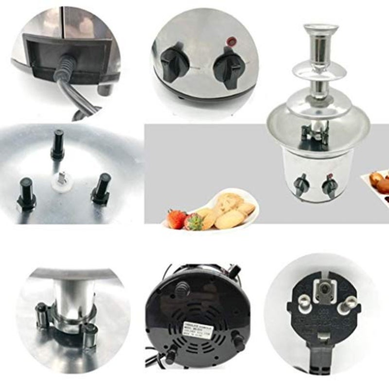 Stainless Steel Chocolate Melts Dipping Machine 3-Tier Chocolate Fondue Fountain Energy-saving Heating Plates More Uniform And More Power-efficient - Image 4