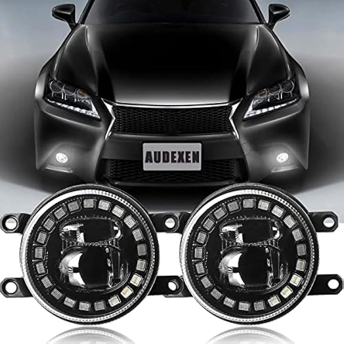 AUDEXEN Led Fog Lights With Drl Compatible With Toyota Camry Highlander Corolla Prius Passenger And Driver Side Led Fog Lamps Compatible With Lexus Gs Is Lx Rx Es Ct - Image 1