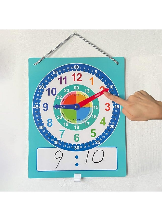 Richardy Telling Time Write & Wipe Teaching Demonstration Clock Learning Clock for Analog and Digital Time Labelled Minute & Hour Hands Kids Montessori Learning Toys - Image 4