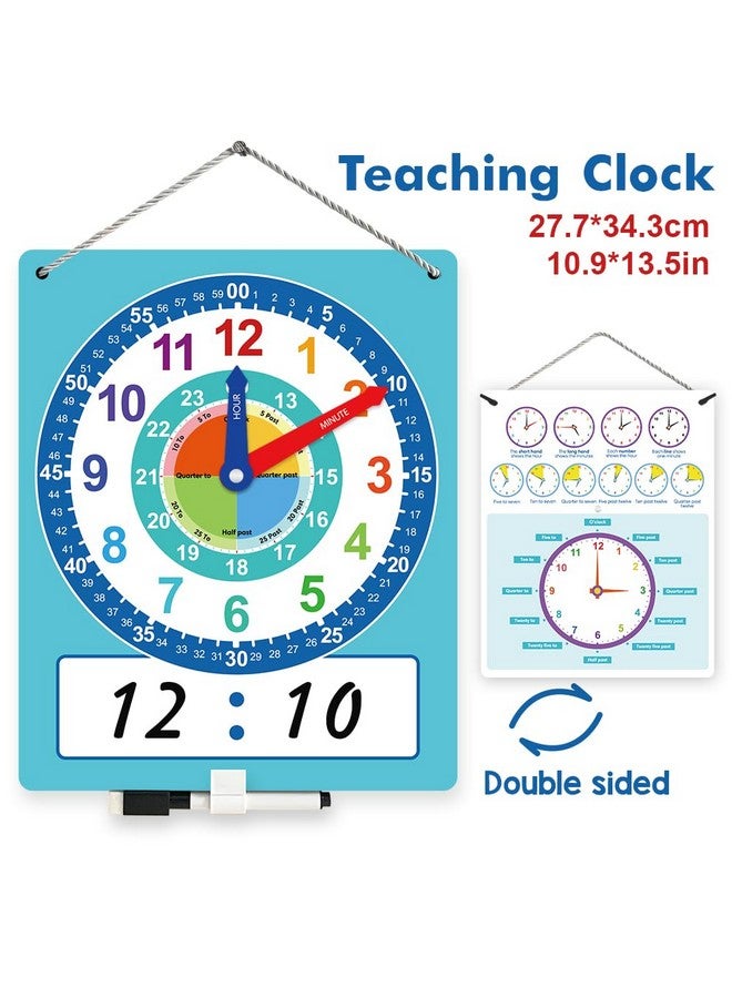 Richardy Telling Time Write & Wipe Teaching Demonstration Clock Learning Clock for Analog and Digital Time Labelled Minute & Hour Hands Kids Montessori Learning Toys - Image 3