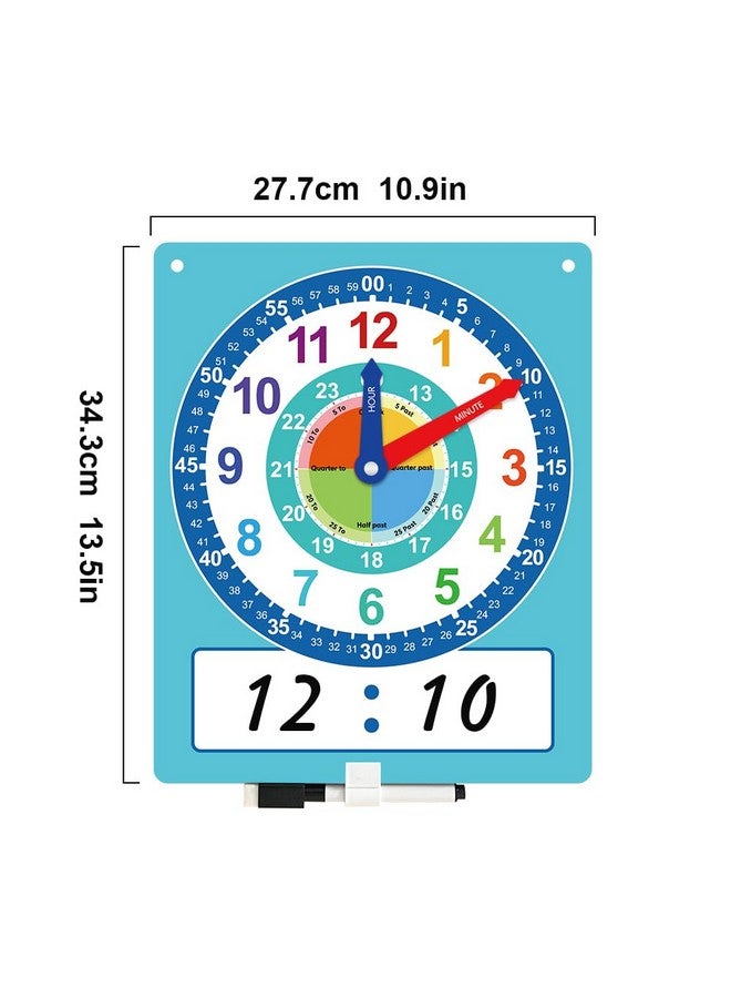 Richardy Telling Time Write & Wipe Teaching Demonstration Clock Learning Clock for Analog and Digital Time Labelled Minute & Hour Hands Kids Montessori Learning Toys - Image 2