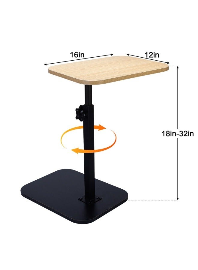 جيجيرو طاولات جانبية على شكل حرف C، ارتفاع قابل للتعديل، سطح طاولة دوار 360 درجة، تنزلق أسفل سرير التمريض (لون أسود-خشب فاتح) - Image 2