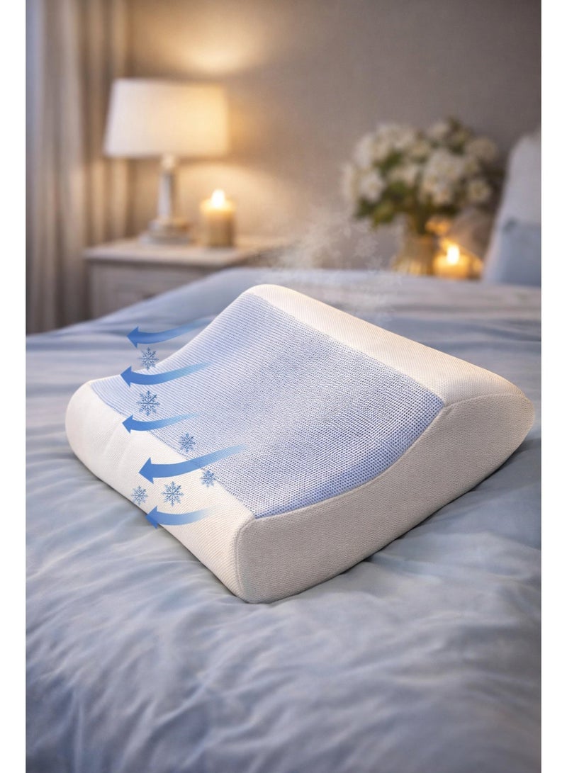 ميرال وسادة ميموري فوم مريحة للنوم – قماش بارد قابل للتنفس – غطاء قابل للإزالة والغسيل – تصميم داعم للرقبة – مقاس 68×40 سم - Image 1