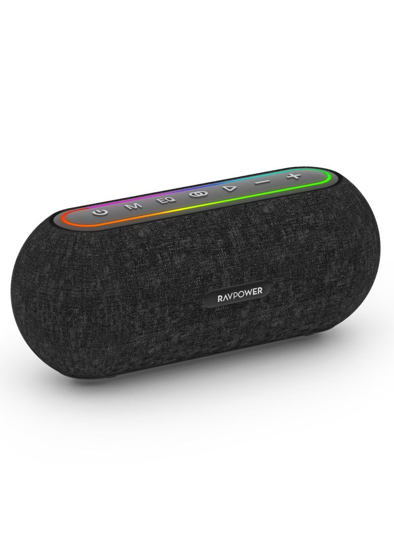 RAVPOWER Bluetooth Speaker 35W Powerful Sound Deep Bass RGB Lights Stereo Wireless Speaker Portable Outdoor Party Speaker Black RP-SK003 Black - Image 1