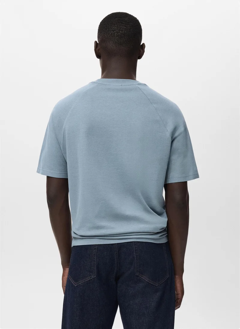 Mango Man Relaxed-fit cotton-linen t-shirt