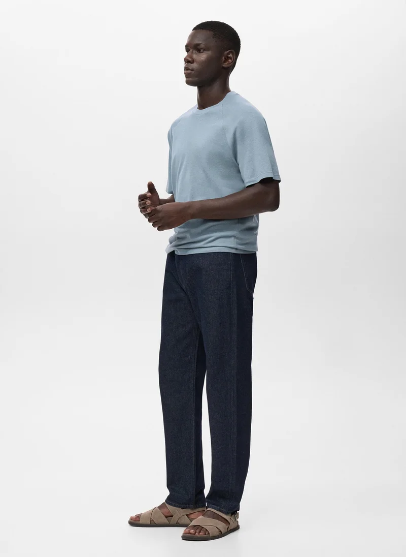 Mango Man  Relaxed-fit cotton-linen t-shirt for Men | Best Price UAE