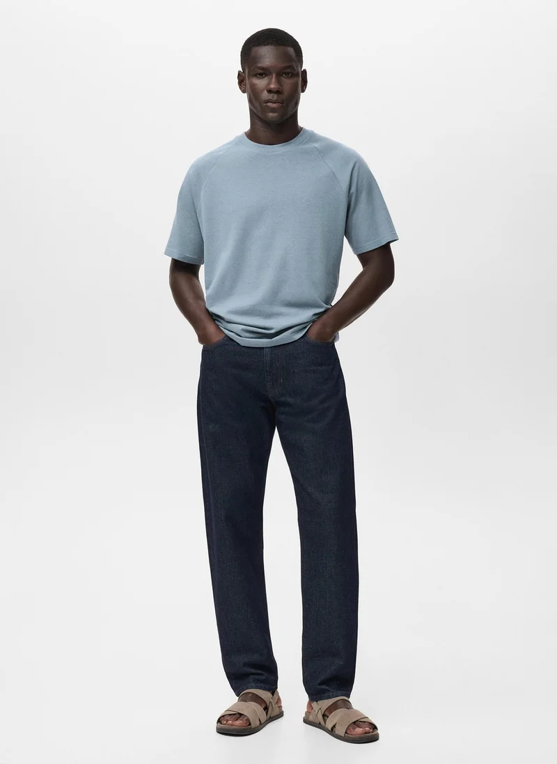Mango Man  Relaxed-fit cotton-linen t-shirt for Men | Best Price UAE