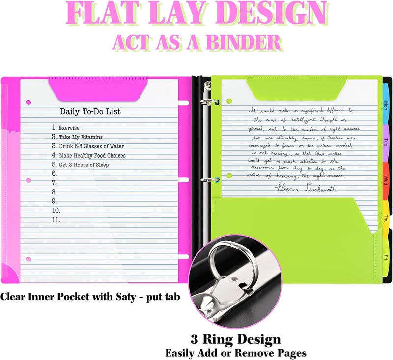 All-in-one Telescoping Binder Notebook, Refillable 3 Ring Notebook Binder - Pink - Image 3