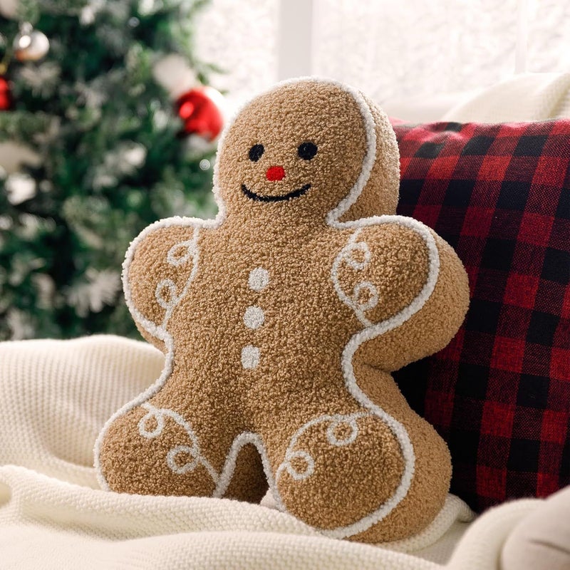 Gingerbread Man Plush Pillow Soft Cushion Holiday Easter Decor Gift for Mom - Image 1