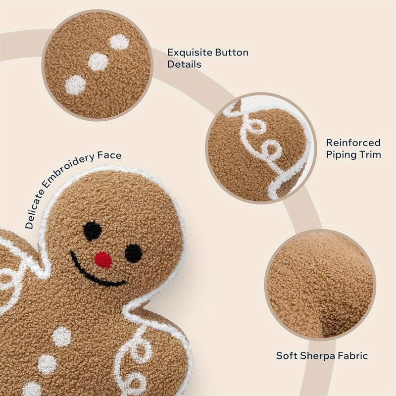 Gingerbread Man Plush Pillow Soft Cushion Holiday Easter Decor Gift for Mom - Image 4