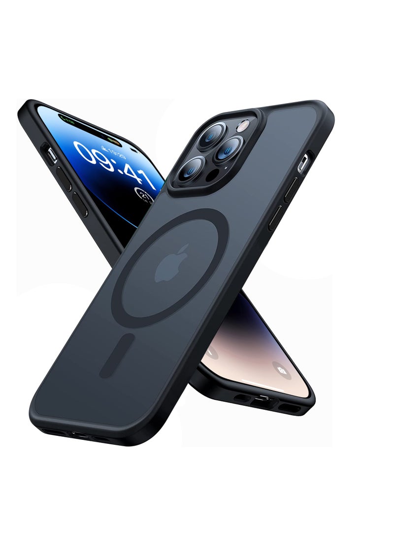 INFOSUN iPhone 14 Pro Case Cover Compatible with Magsafe Magnetic Designed Shockproof Case Translucent Matte Protective Cover Back Hard Cases with Magnet for iPhone 14 Pro Case Black - Image 1