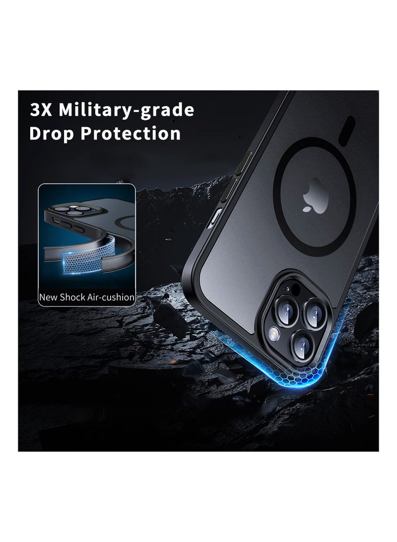 INFOSUN iPhone 14 Pro Case Cover Compatible with Magsafe Magnetic Designed Shockproof Case Translucent Matte Protective Cover Back Hard Cases with Magnet for iPhone 14 Pro Case Black - Image 4