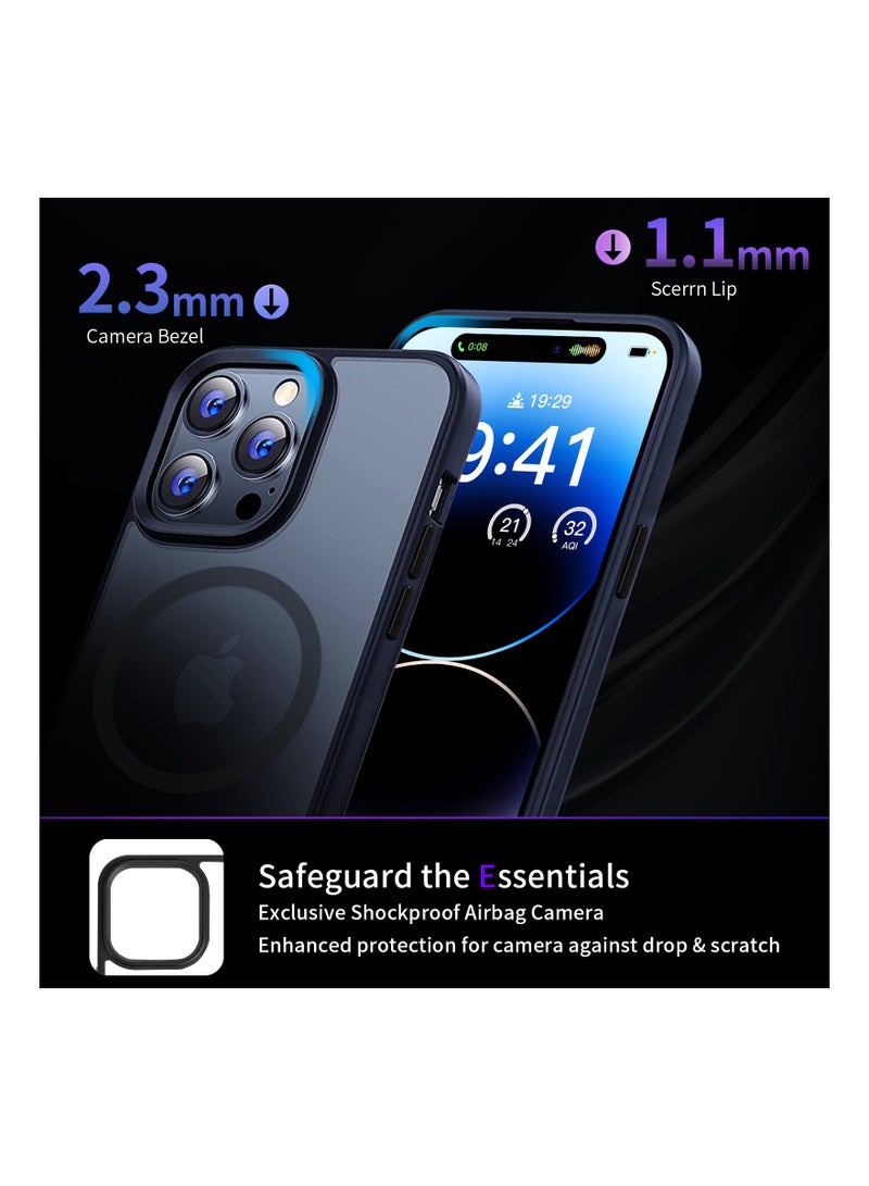 INFOSUN iPhone 14 Pro Case Cover Compatible with Magsafe Magnetic Designed Shockproof Case Translucent Matte Protective Cover Back Hard Cases with Magnet for iPhone 14 Pro Case Black - Image 5