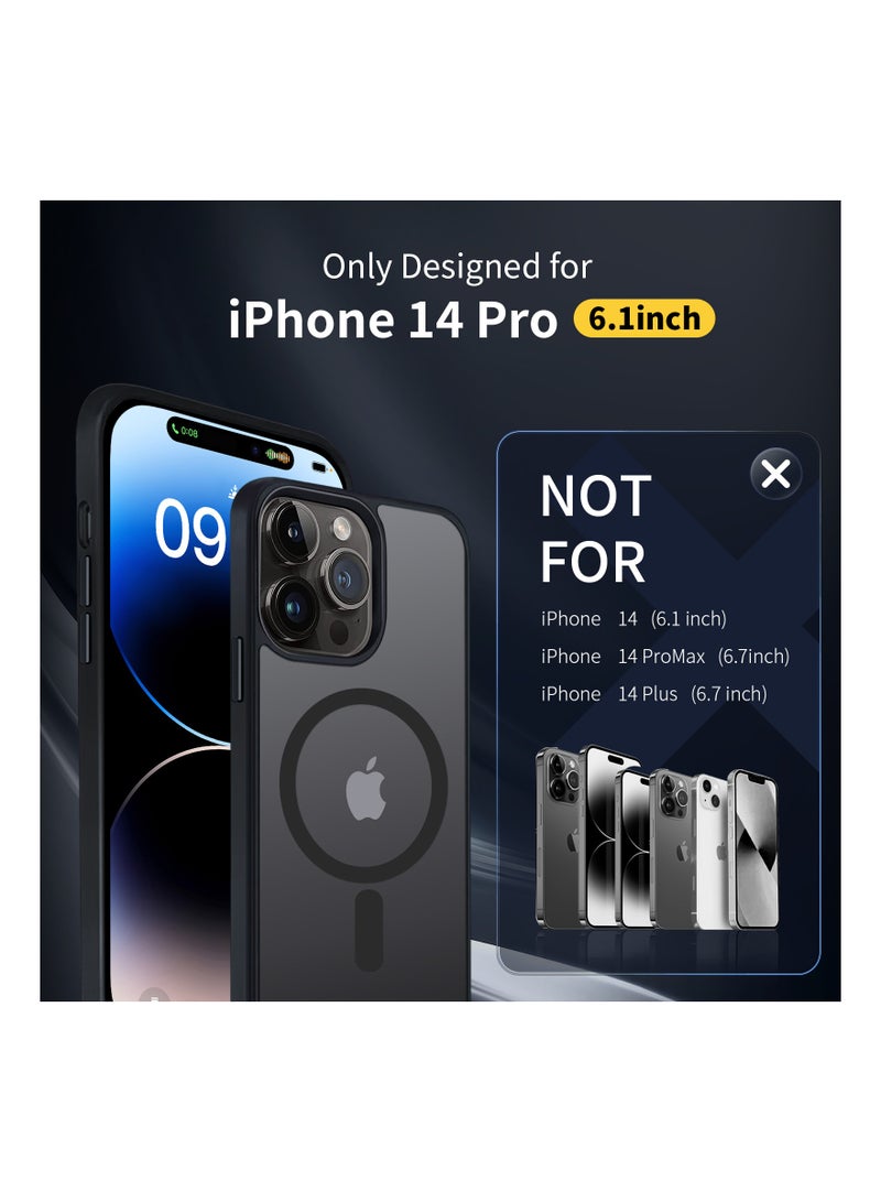 INFOSUN iPhone 14 Pro Case Cover Compatible with Magsafe Magnetic Designed Shockproof Case Translucent Matte Protective Cover Back Hard Cases with Magnet for iPhone 14 Pro Case Black - Image 2